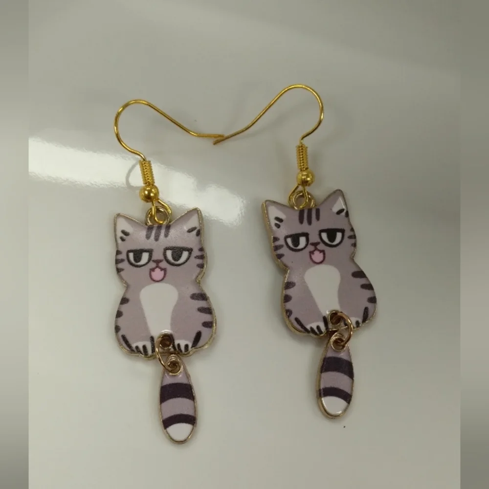 Cute Gray Cat Earrings